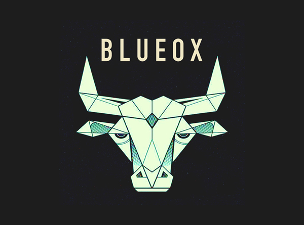 Blue Ox logo - artist rendering of a bull's head.