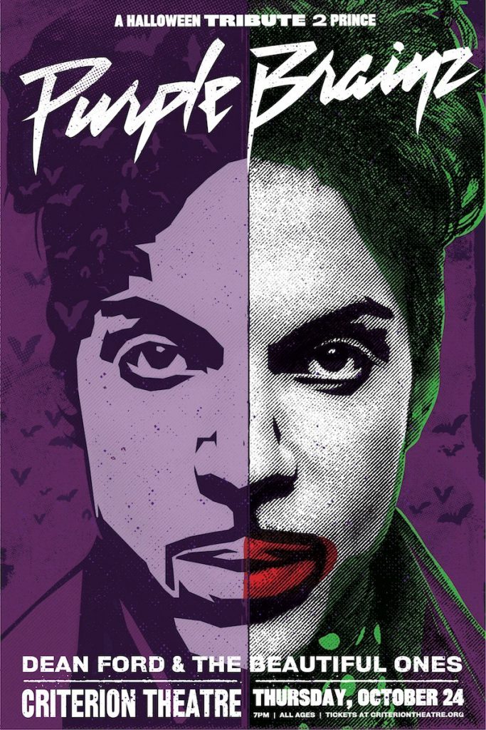 Purple Brainz event poster. Artist rendering of Prince.