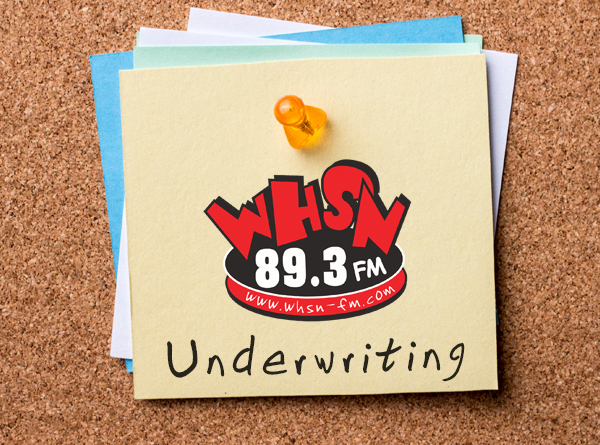 Underwriting image. WHSN Logo on post note
