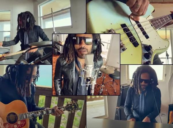 Lenny Kravitz performing guitar, drums, bass, keys, and vocals for the song Believe