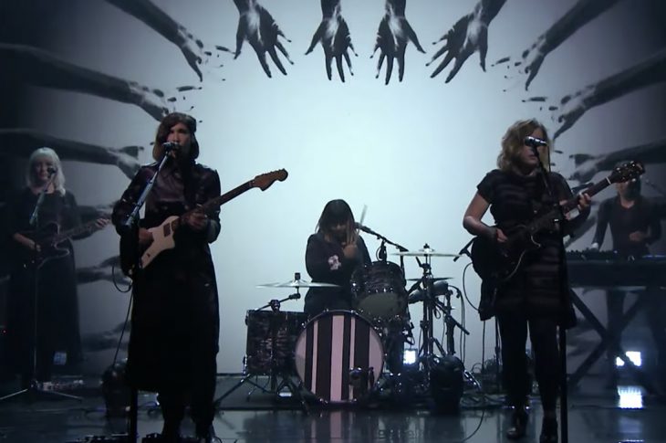 Sleater-Kinney performing on the Tonight Show with Jimmy Fallon