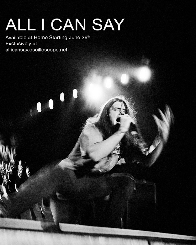 All I Can Say poster. Black and White photo of Shannon Hoon performing on stage.