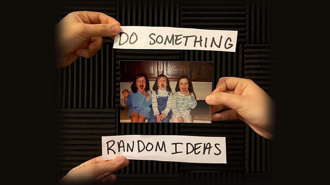 artwork for Do Something by Random Ideas. Three hands holding a picture and text.
