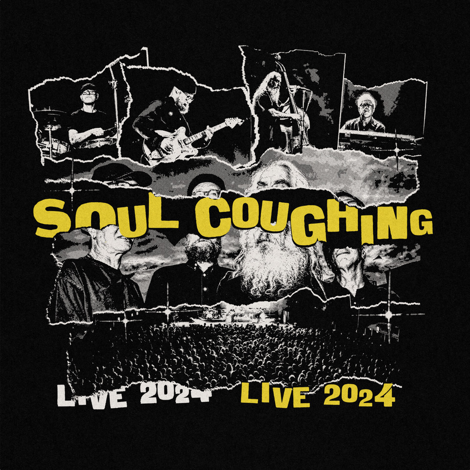 black and white collage of band member of Soul Coughing.