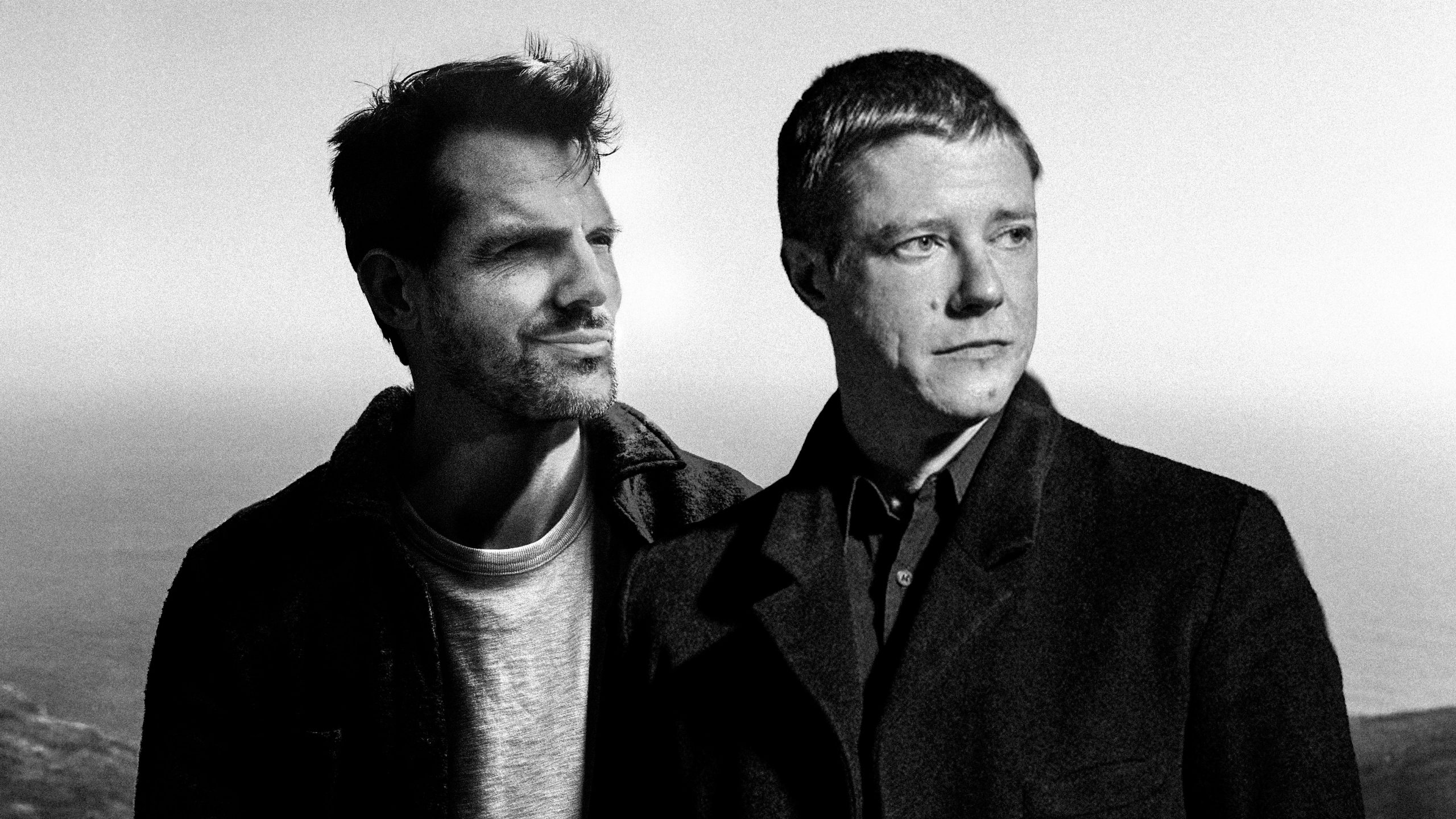black and white photo of two men